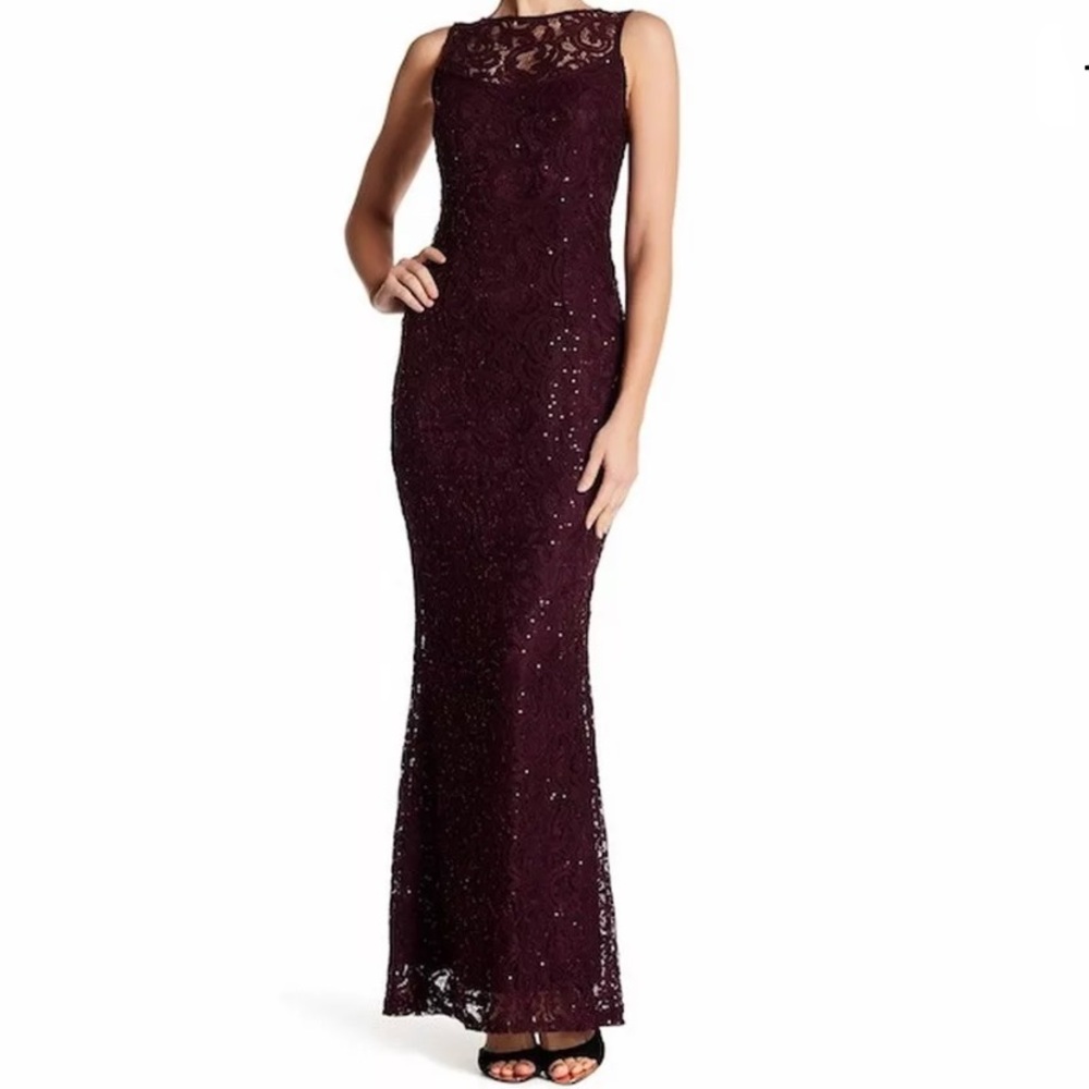 NWOT Marina sequin lace Illusion Gown dress size6